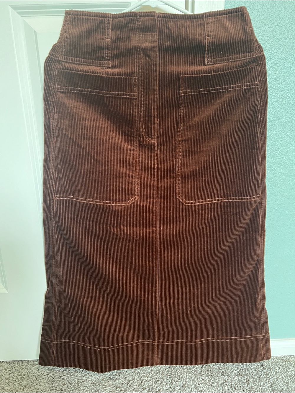 ME+EM Chocolate Brown Corduroy Midi A-Line Skirt - Picture 4 of 5